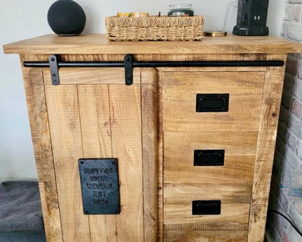 Rustic wood & iron storage cabinet - Back in stock October