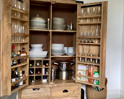 Large rustic wood larder pantry storage cabinet - Drinks cabinet