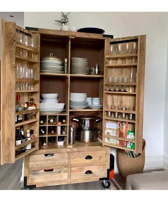 Large Rustic Wood Larder Pantry storage cabinet - Drinks Cabinet - Back in stock Sept