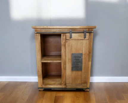 Industrial iron & rustic wood storage cabinet - Back in stock September