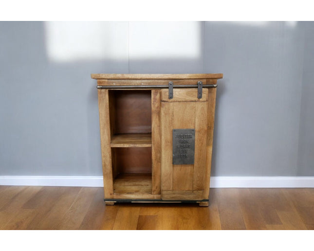 Industrial iron & rustic wood storage cabinet - Back in stock September