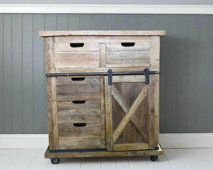 Iron & wood rustic storage cabinet