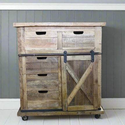 Iron & wood rustic storage cabinet