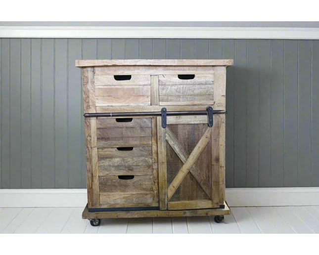 Iron & wood rustic storage cabinet