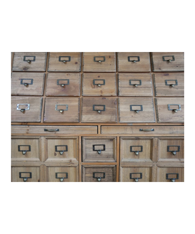 Apothecary rustic wood multi drawer storage cabinet