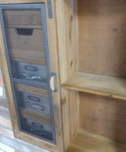 Rustic wood & metal  industrial wall storage cabinet