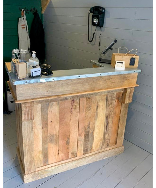 Big rustic wood industrial home bar | reception desk |counter cabinet