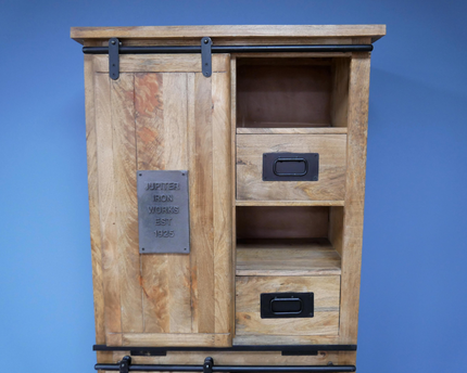 Tall  Wood & Iron Industrial Storage Cabinet