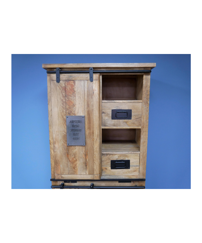 Tall  Wood & Iron Industrial Storage Cabinet - Back in stock September