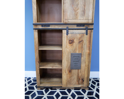 Large Wood & Iron Industrial Storage Cabinet.