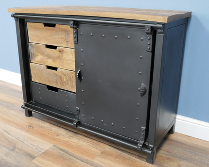 Industrial iron & wood storage cabinet - sideboard