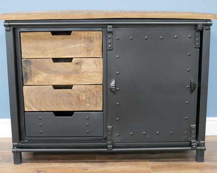 Industrial iron & wood storage cabinet - sideboard