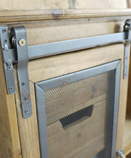 Rustic wood & metal  industrial wall storage cabinet