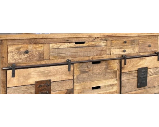 Large rustic solid wood & iron sideboard storage cabinet - Back in stock November