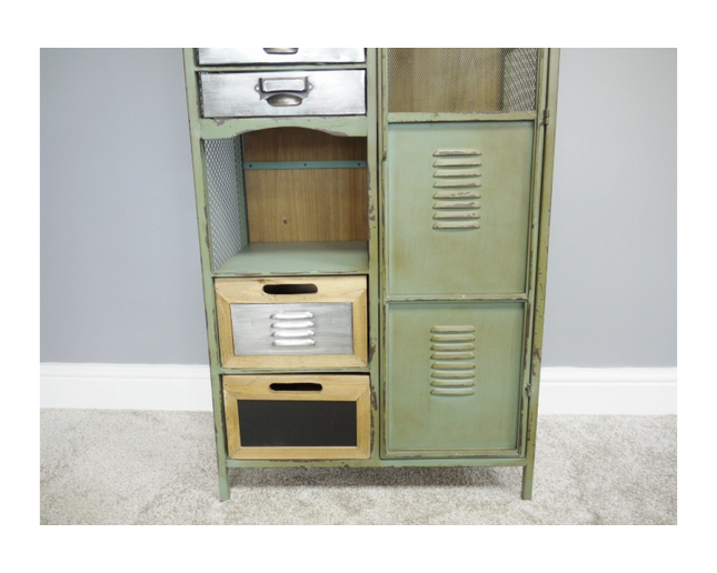 Tall apple green metal Industrial retro multi drawer storage cabinet