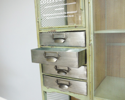 Tall apple green metal Industrial retro multi drawer storage cabinet