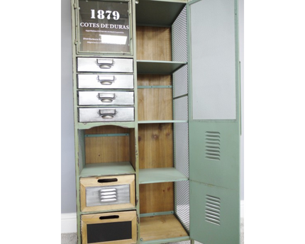 Tall apple green metal Industrial retro multi drawer storage cabinet