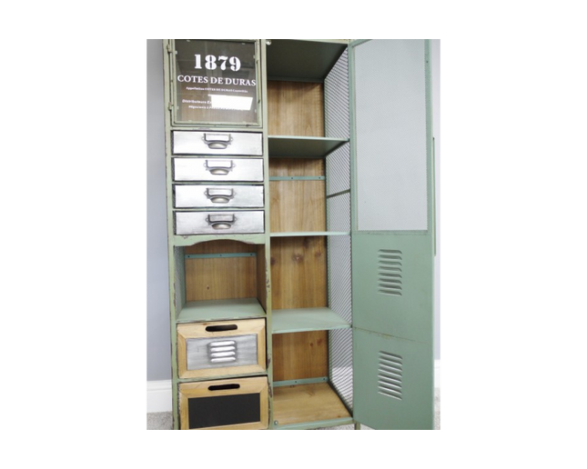 Tall apple green metal Industrial retro multi drawer storage cabinet