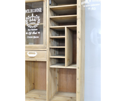 Tall slim rustic wood multi drawer storage display cabinet - Back in stock November