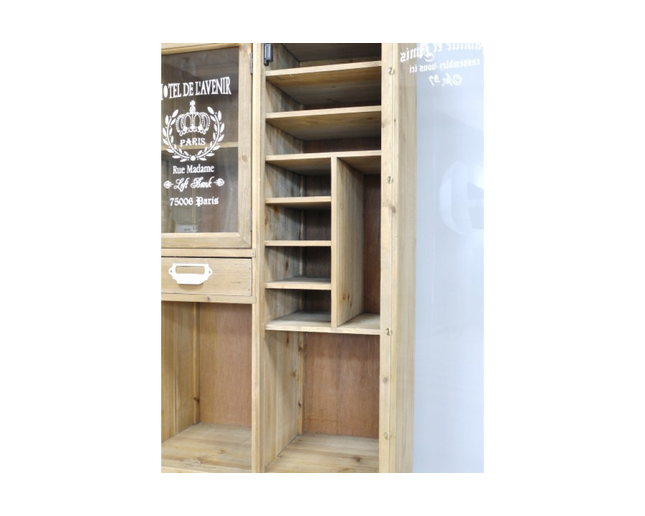 Tall slim rustic wood multi drawer storage display cabinet - Back in stock November