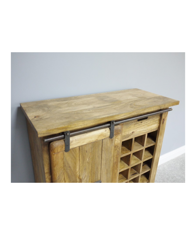 Industrial iron & wood wine storage cabinet