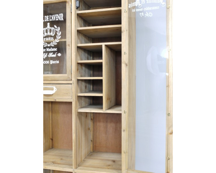 Tall slim rustic wood multi drawer storage display cabinet - Back in stock November