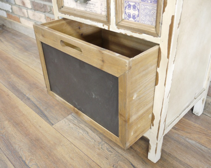 Cream vintage wooden multi drawer storage cabinet