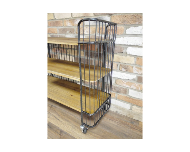 3 tier metal caged wood baker display shelves