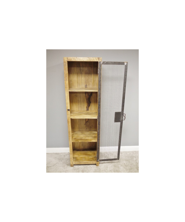 Tall slim rustic wood storage locker cabinet