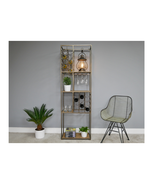 Tall metal multi compartment wine rack