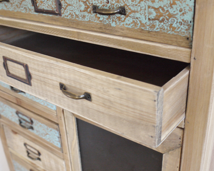 Tall slim wooden multi drawer storage cabinet