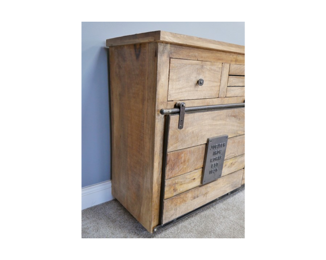 Large rustic solid wood & iron sideboard storage cabinet - Back in stock November