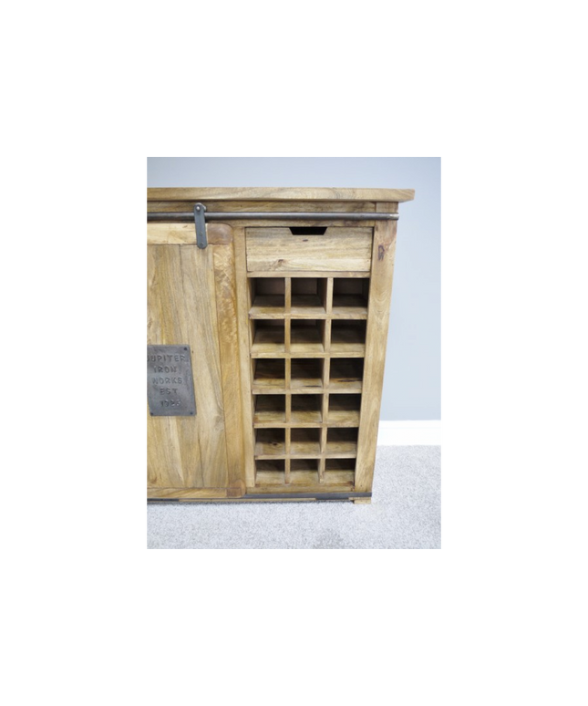 Industrial iron & wood wine storage cabinet