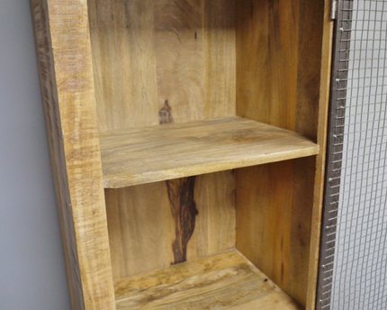 Tall slim rustic wood storage locker cabinet