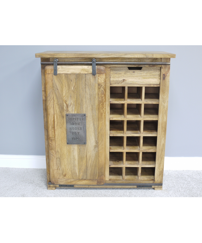 Industrial iron & wood wine storage cabinet