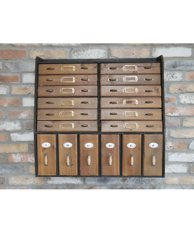 Rustic wall apothecary drawer cabinet