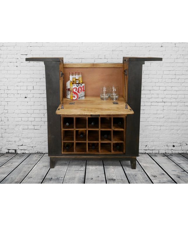 Large Wood & Iron Drinks Cabinet - Bar unit