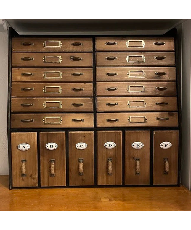 Rustic wall apothecary drawer cabinet