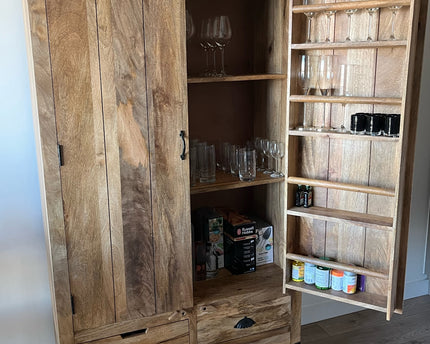 Large rustic wood larder pantry storage cabinet - Drinks cabinet