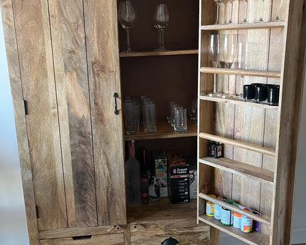 Large rustic wood larder pantry storage cabinet - Drinks cabinet